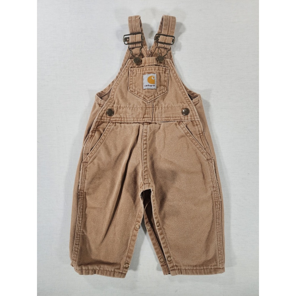 Carhartt Duck Bib Overalls Baby YIR01 BRN Snap Crotch Vintage
